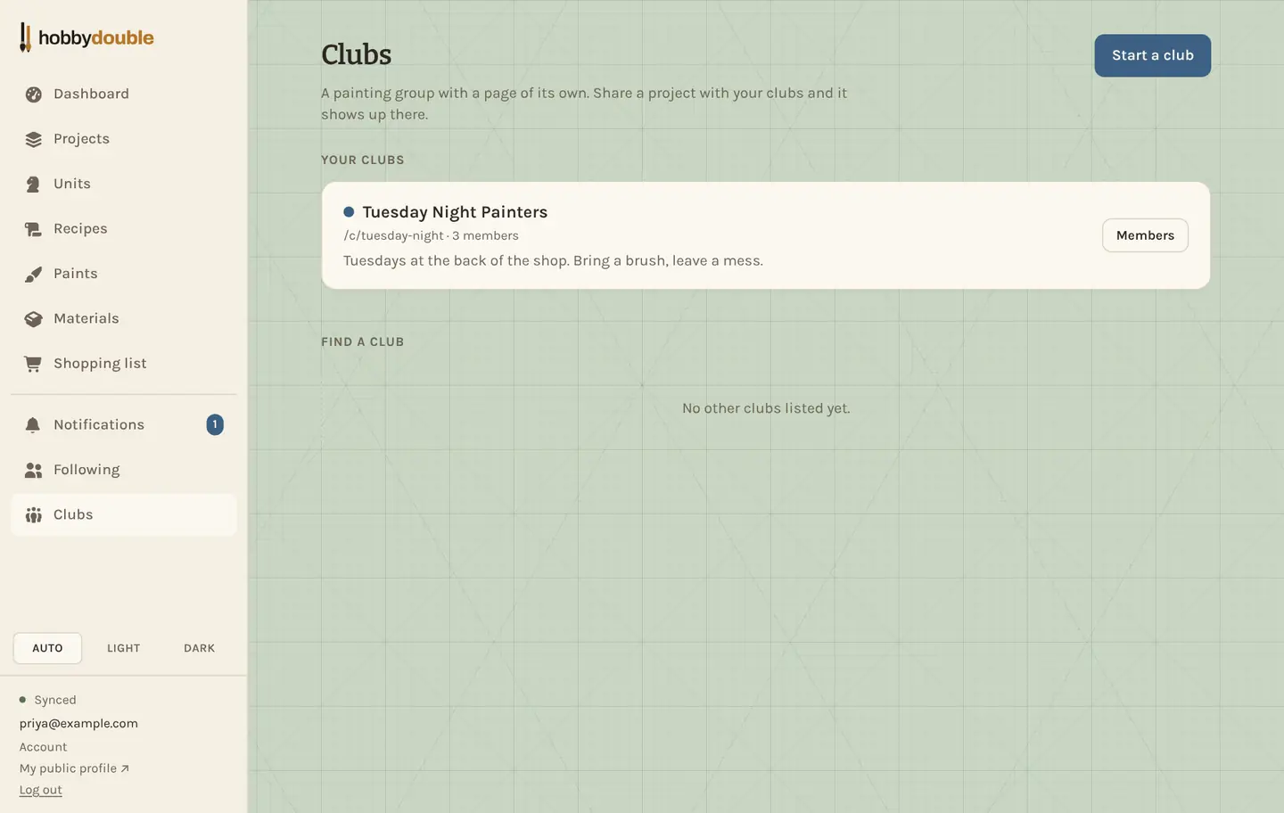 A member's list of clubs