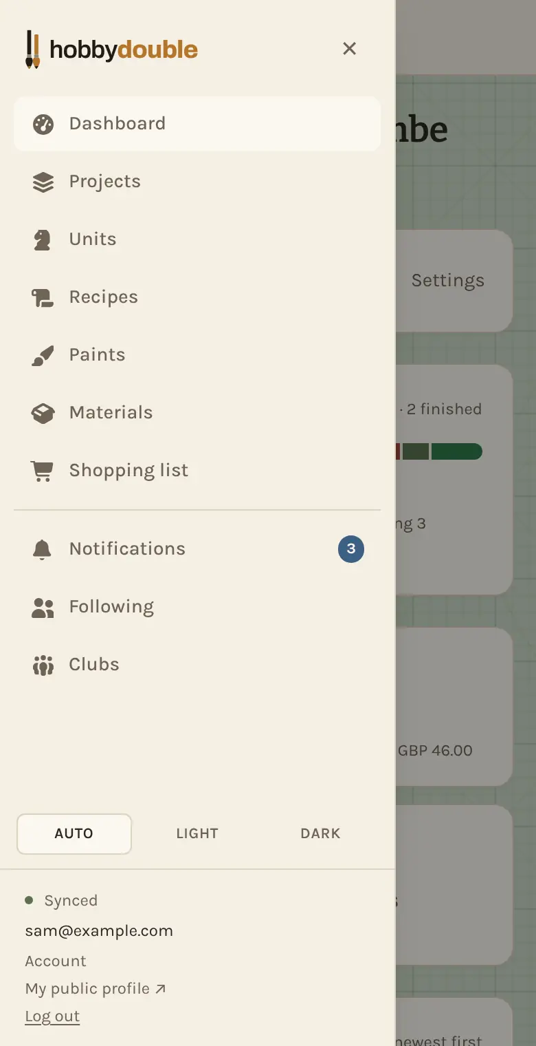 The menu open on a phone